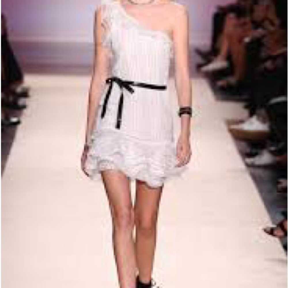 Isabel Marant White One-Shoulder Dress with Black Accent